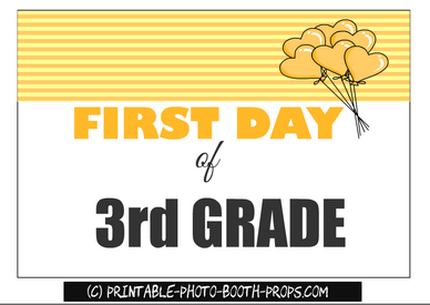 First day of third grade printable prop