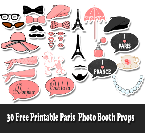 Paris France Party Photo Booth Props