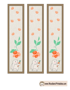 Free Printable Bookmarks with Rabbit and Flowers