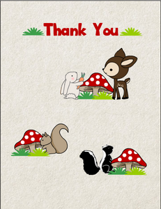 Cute Thank You Card featuring Woodland Creatures