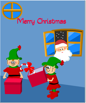 Elves and santa christmas card printable