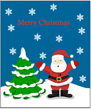 Merry christmas card printable with santa  and christmas tree