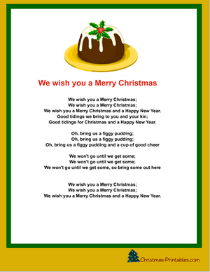 we wish you a merry christmas carol printable