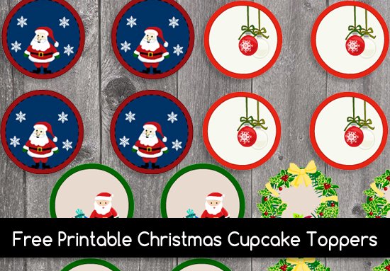 Free Printable Christmas Cupcake Toppers / Round Labels