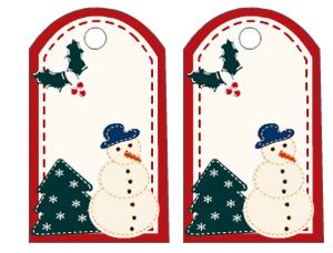 snowman and christmas tree gift tags