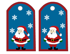 cute tags with santa and snowflakes