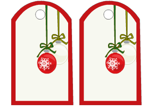 elegant gift tags featuring christmas ornaments
