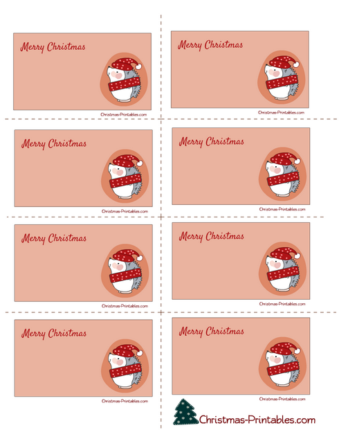 Christmas labels featuring adorable Hedgehog