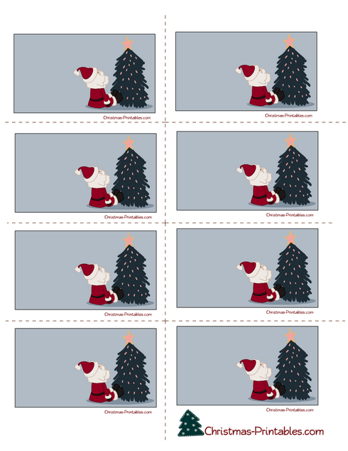 Adorable Santa and Tree, Christmas Labels