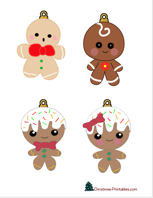 Free Printable Cute Gingerbread Man Christmas Ornaments