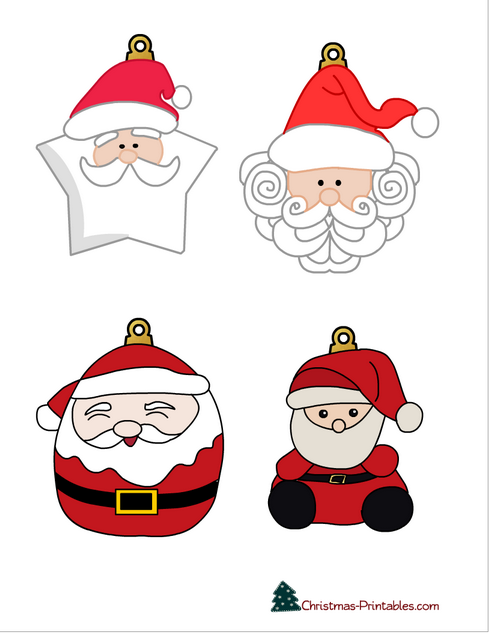 Free Printable Cute Santa Ornaments for Christmas