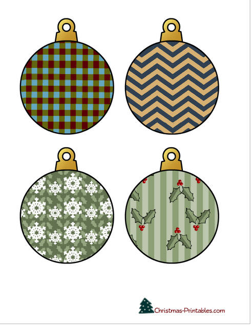 Free Printable Colorful Christmas Ornaments