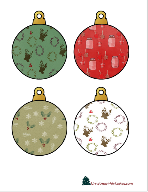 Free Printable Patterned Christmas Ornaments