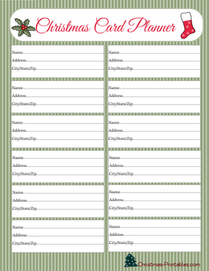 Christmas Cards Planner 