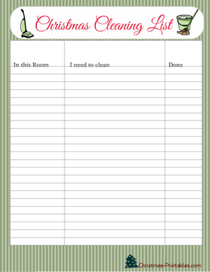 Cleaning List for Christmas Free Printable