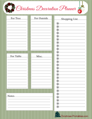 Free Printable Christmas decoration Planner