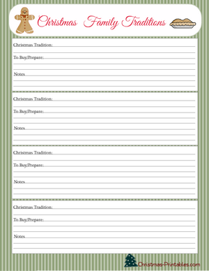 Free Printable Christmas Family Traditions Planner