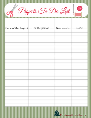 Free Printable Christmas Crafts Projects to do list