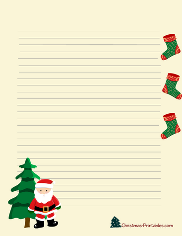 cute printable christmas stationery with santa and stockings