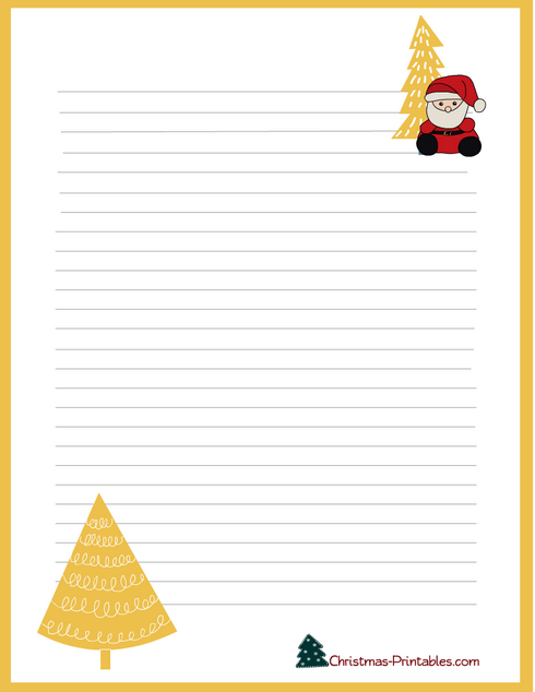 Free Printable Christmas Stationery with Santa and Christmas Tree
