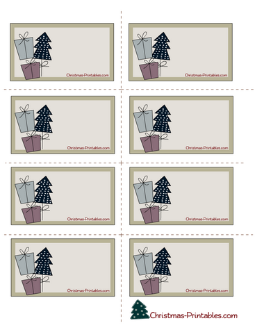 Free Printable Labels with Christmas Tree and Gifts