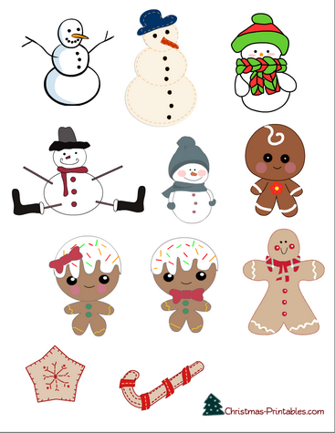 Free Gingerbread-Man and Snowman Stickers