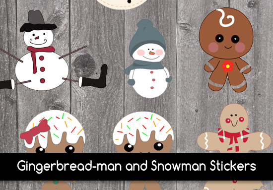 Free Gingerbread-Man and Snowman Stickers