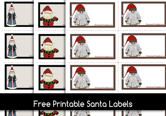 Free Printable Labels with Cute Santa
