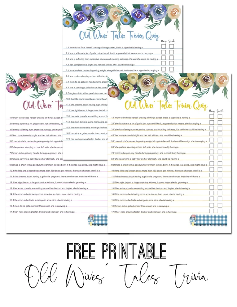 Free Printable Old wives' tales trivia quiz with answer key