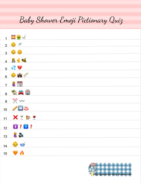 Free Printable Baby Shower Emoji Pictionary Quiz in Pink Color