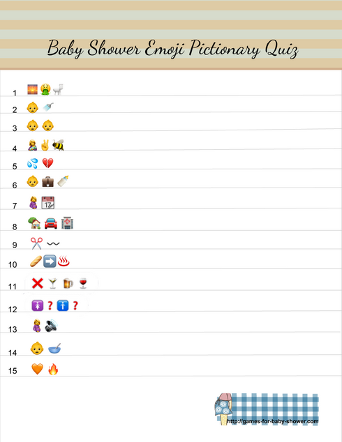 Baby Shower Emoji Pictionary Quiz Printable