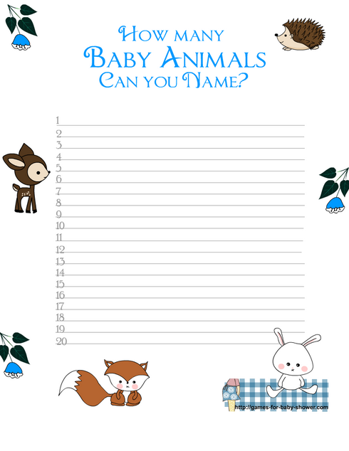 How Many Baby Animals Can You Name ? Game in Blue Color