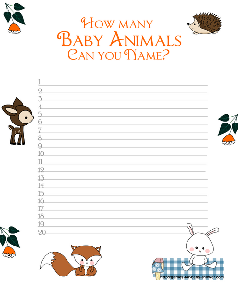Free Printable How Many Animals can You Name? Game 