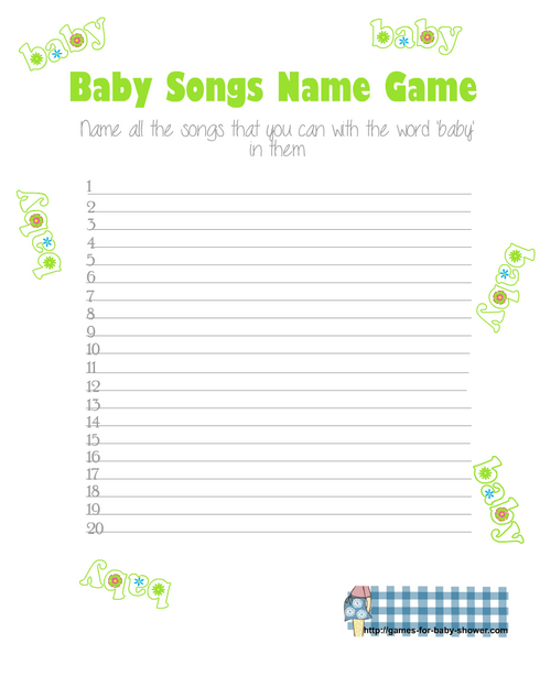 How Many Baby Songs Can you Name? Free Printable Game