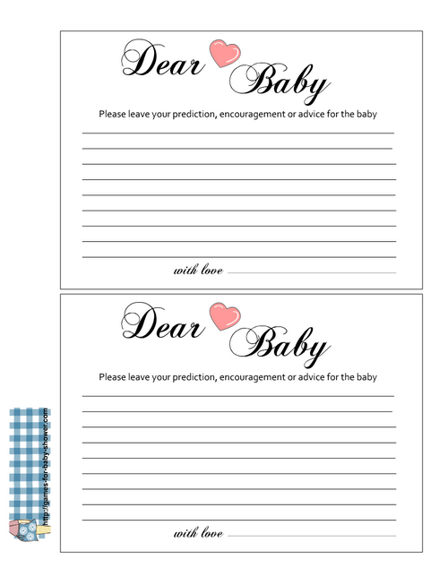 Free Printable advice for baby cards in pink color