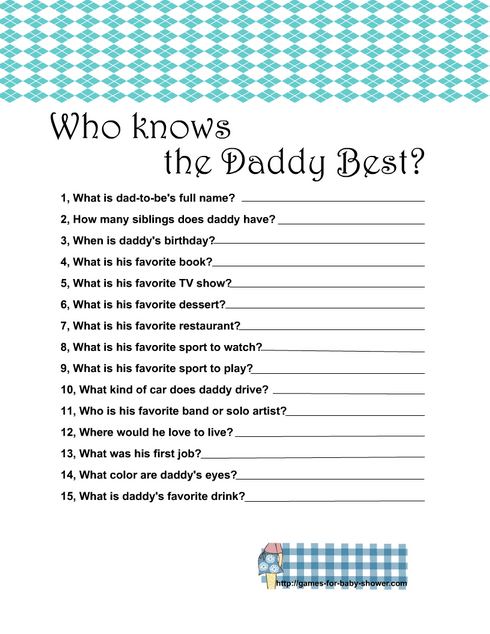 Free Printable who knows daddy best game in blue color