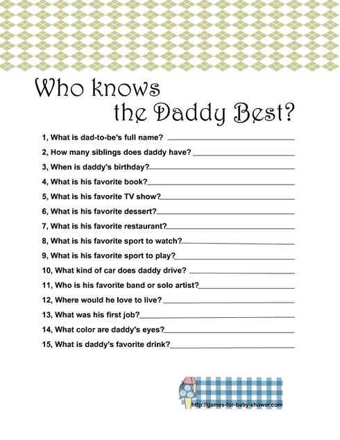 Free Printable who knows the daddy best game