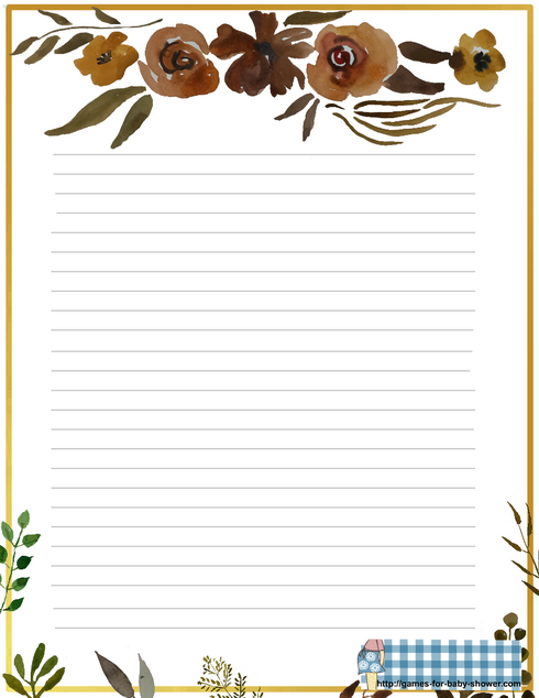 free printable baby shower stationery in brown color