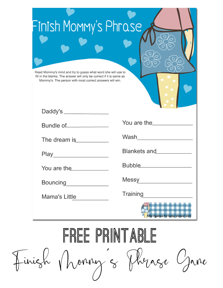 Free Printable Baby Shower Finish Mommy's Phrase Game