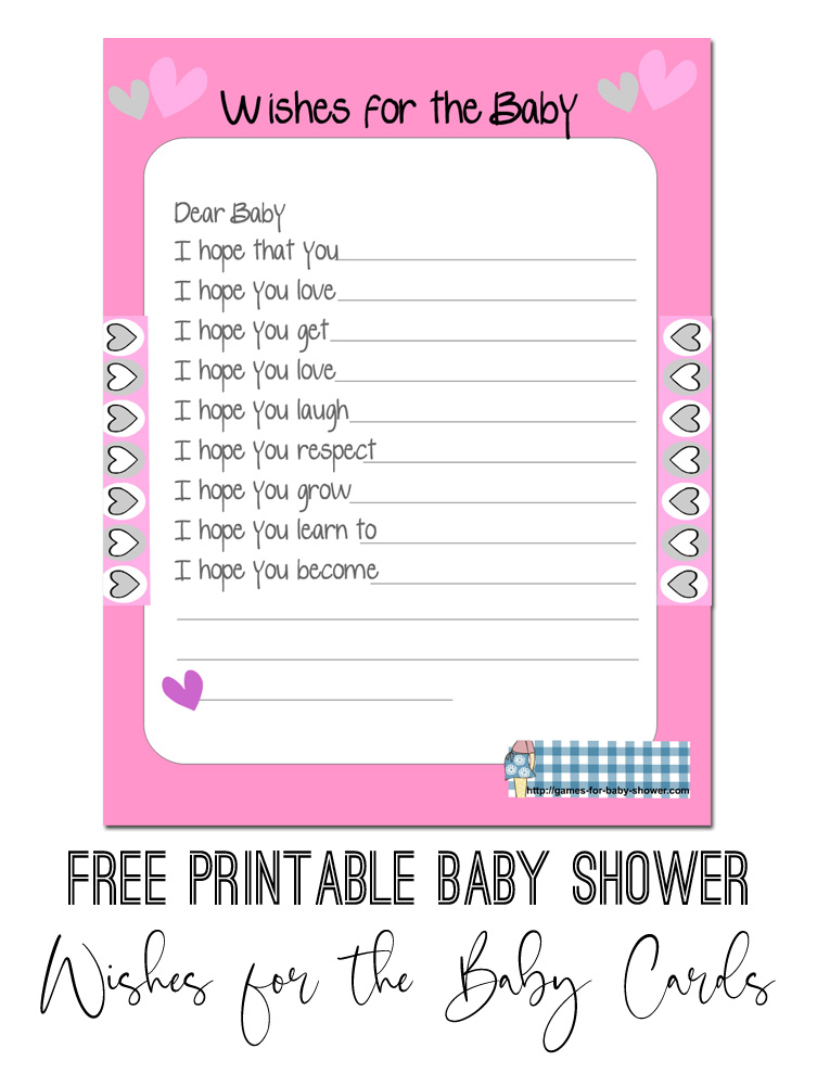 Free Printable Baby Shower Wishes for the Baby Cards