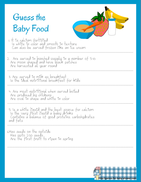 free printable guess the baby food name game for baby shower