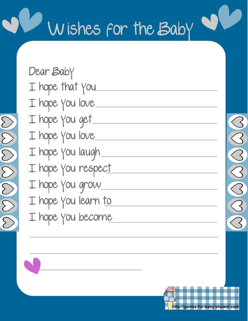 free printable baby shower wishes for baby game