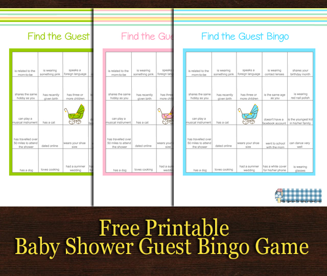 Free Printable Baby Shower Guest Bingo Game