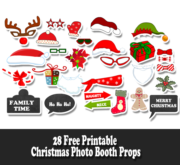 Free printable Christmas Photo Booth Props